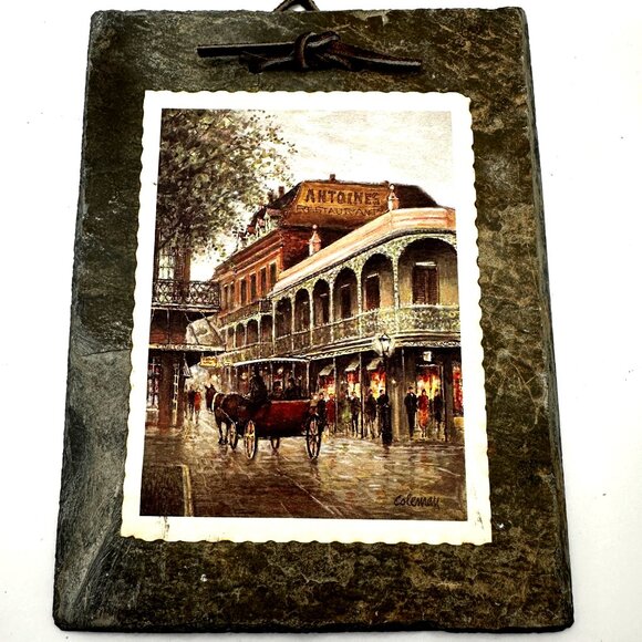 VTG 3 piece New Orleans French Quarter roofing slate art 8 X6” wall plaques - Picture 5 of 10